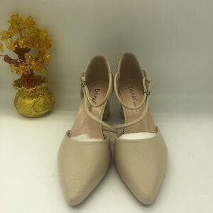 Eastanna Pointy Toe Ankle Strappy Pumps Mid Heels Sandals